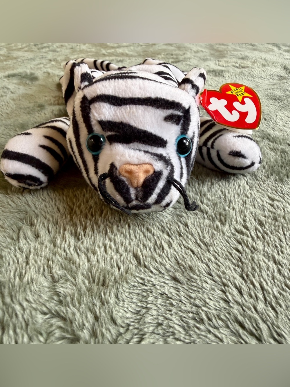 VINTAGE TY BEANIE BABY BLIZZARD WHITE TIGER PVC